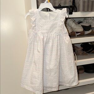 White Eyelet Ruffle-Shoulder Girls' Dress